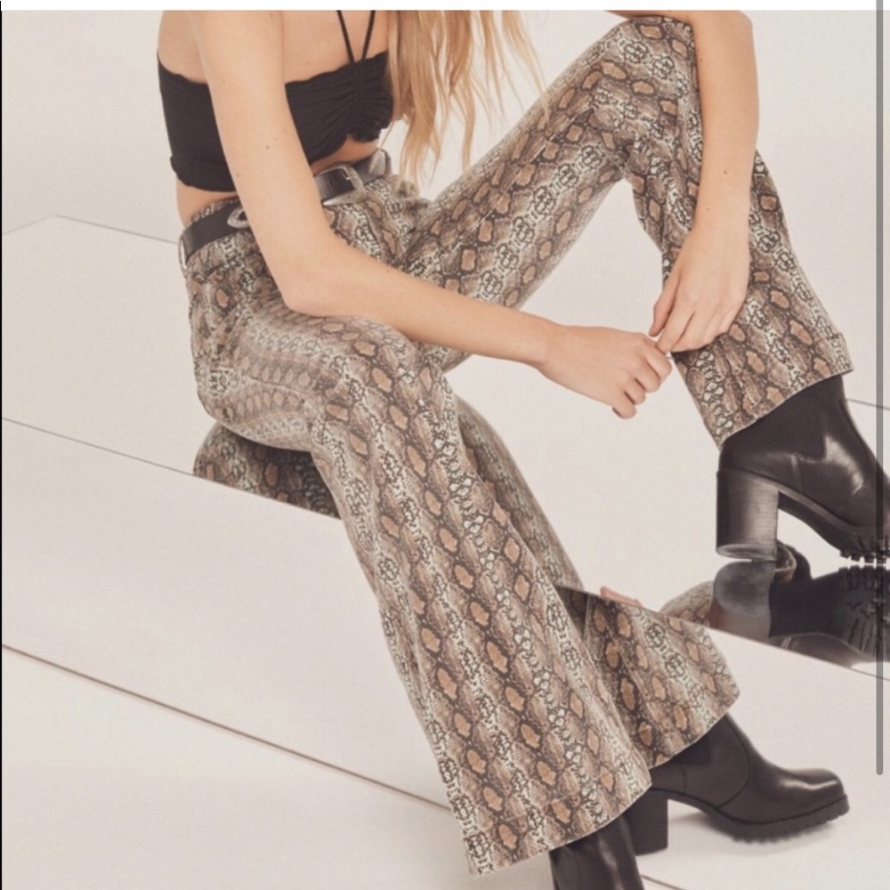 Snake Skin Flared (frayed) pants